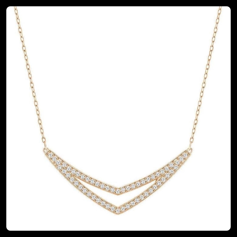 Swarovski Gold Alpha V-Stack Crystal Necklace